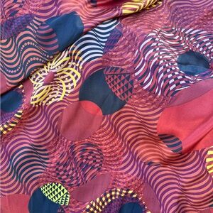 Dead stock poly charmeuse Abstract artistic print 3.5 yards excellent condition